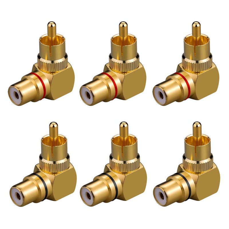 Eightnoo RCA Right Angle Adapter - 90Â° Female to Male Gold-Plated Connector for Wall Mounted TV as Space Saver (6) - Image 1